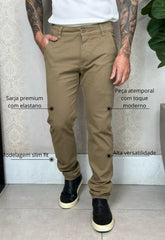 Calça Alfaiataria em Sarja com Elastano Verde CW STORE