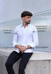 Camisa Masculina Manga Longa Slim Branca CW STORE