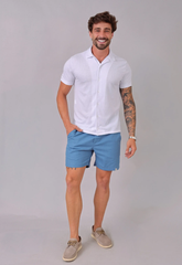 Camisa Masculina Slim Canelada Branca CW STORE