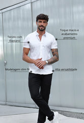 Camisa Masculina Manga Curta Slim Branca CW STORE