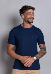Camiseta Masculina Tricot Azul Marinho CW STORE