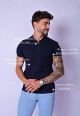 Camiseta Gola Padre zíper Azul Marinho CW STORE