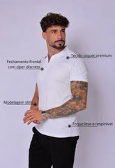 Camisa Polo Ziper Branca CW STORE