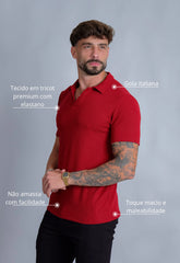 Camisa Polo Italiana Tricot Vermelha CW STORE