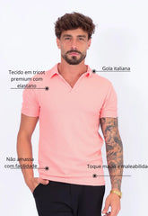 Camisa Polo Italiana Tricot Salmão CW STORE
