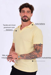 Camisa Polo Italiana Tricot Amarela CW STORE