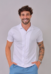 Camisa Masculina Slim Canelada Branca CW STORE