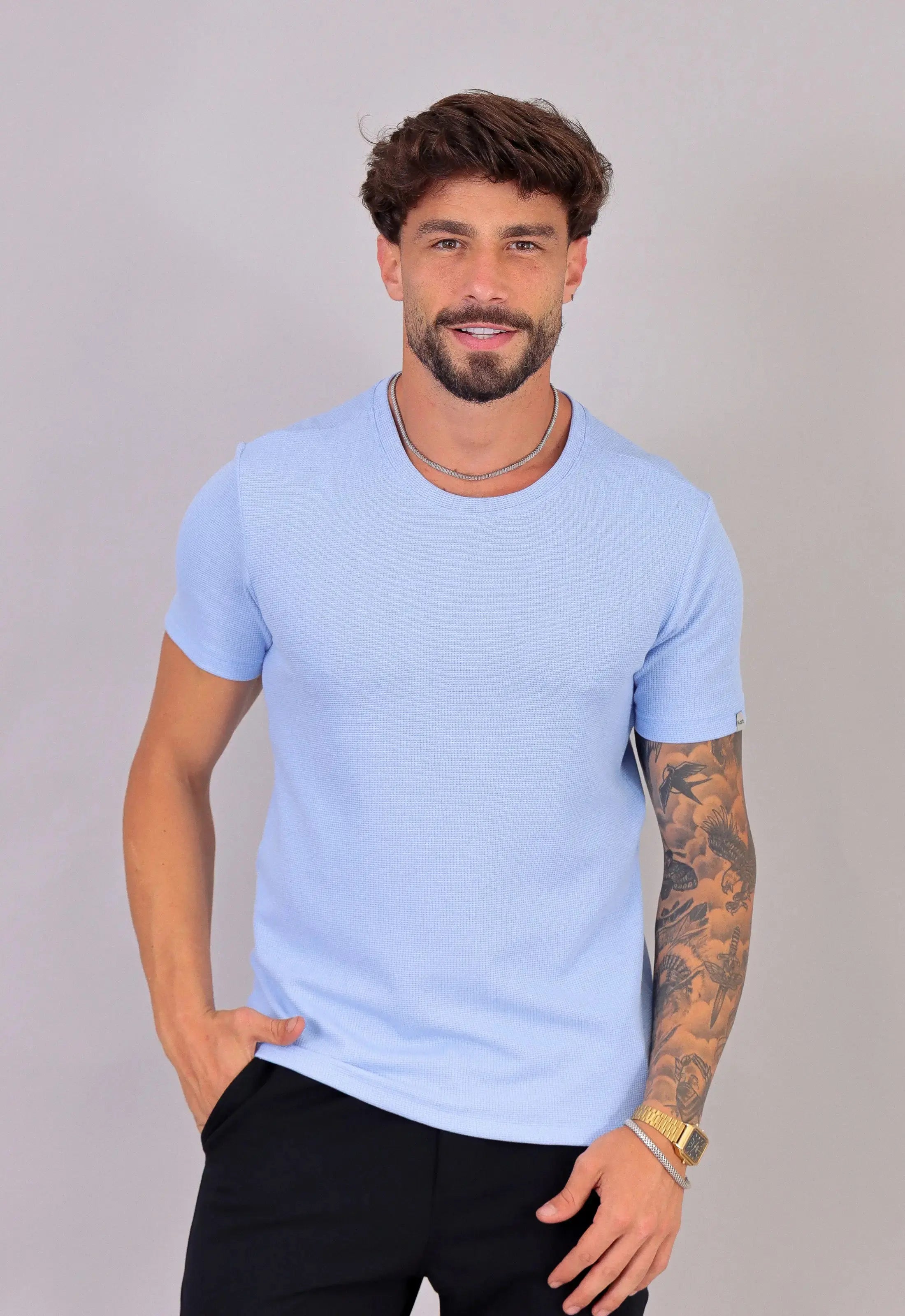 Camiseta Masculina Tricot Azul Claro CW STORE
