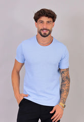 Camiseta Masculina Tricot Azul Claro CW STORE