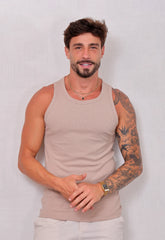 Camiseta Regata Americana Masculina Bege CW STORE