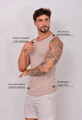 Camiseta Regata Americana Masculina Bege CW STORE