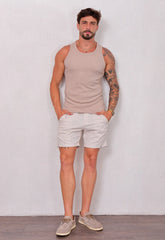 Camiseta Regata Americana Masculina Bege CW STORE