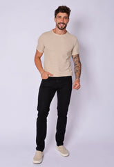 Camiseta Masculina Tricot Bege CW STORE