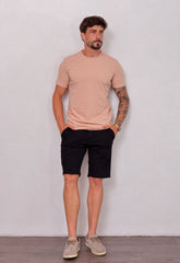Camiseta Masculina Tricot Ponto Fino Bege CW STORE