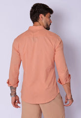 Camisa Masculina Gola Padre Tecido Leve Bege - CW STORE