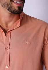 Camisa Masculina Gola Padre Tecido Leve Bege - CW STORE