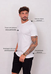 Camiseta Masculina Tricot Ponto Fino Branca CW STORE