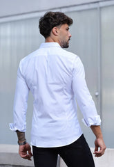 CAMISA MANGA LONGA COM ELASTANO BRANCA CW STORE