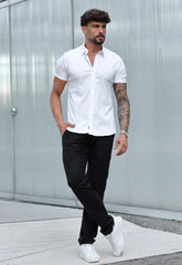 CAMISA MANGA CURTA COM ELASTANO BRANCA CW STORE