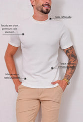 Camiseta Masculina Tricot Touch Branca CW STORE