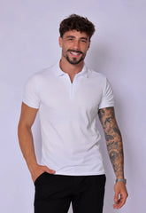 Camisa Polo Ziper Slim Branca - CW STORE
