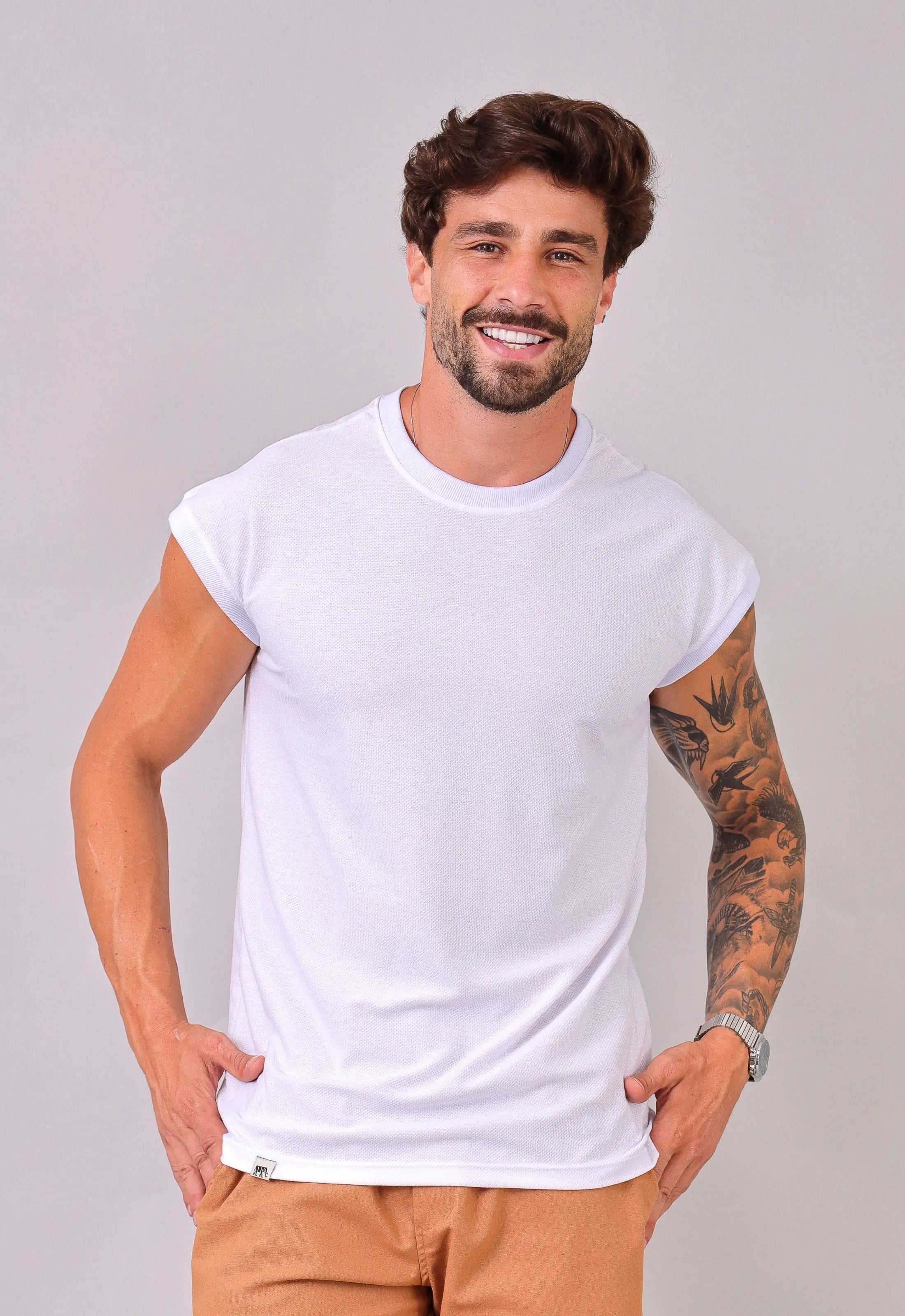 Camiseta Regata Machão Masculina Branca CW STORE