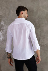 Camisa Masculina Gola Padre Tecido Leve Branca - CW STORE