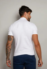 Camiseta Gola Alta Masculina Slim Branca - CW STORE