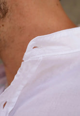 Camisa Masculina Gola Padre Tecido Leve Branca - CW STORE