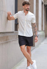 Camisa Masculina Manga Curta Slim Flame Branco CW STORE