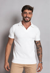 Camisa Polo Italiana Tricot Branca - CW STORE