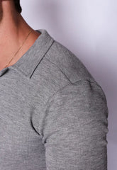 Camisa Polo Italiana Tricot Cinza - CW STORE