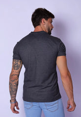 Camiseta Slim Gola Padre zíper Chumbo - CW STORE