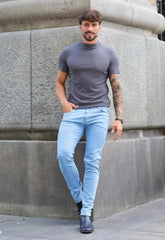 Camiseta Masculina Gola Média Cinza - CW STORE