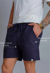 Shorts de Linho Masculino Marinho CW STORE