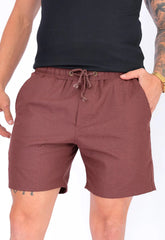 Shorts de Linho Masculino Marrom CW STORE