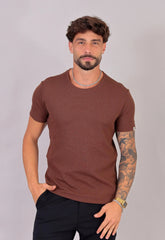 Camiseta Masculina Tricot Marrom Café CW STORE