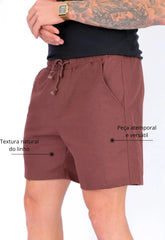 Shorts de Linho Masculino Marrom CW STORE