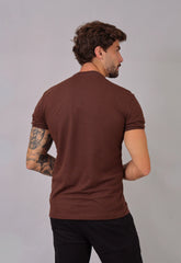 Camiseta Gola Padre Zíper Marrom CW STORE