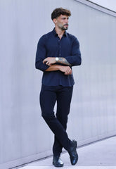 CAMISA MANGA LONGA COM ELASTANO PRETA CW STORE