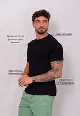 Camiseta Masculina Tricot Touch Slim Preto CW STORE
