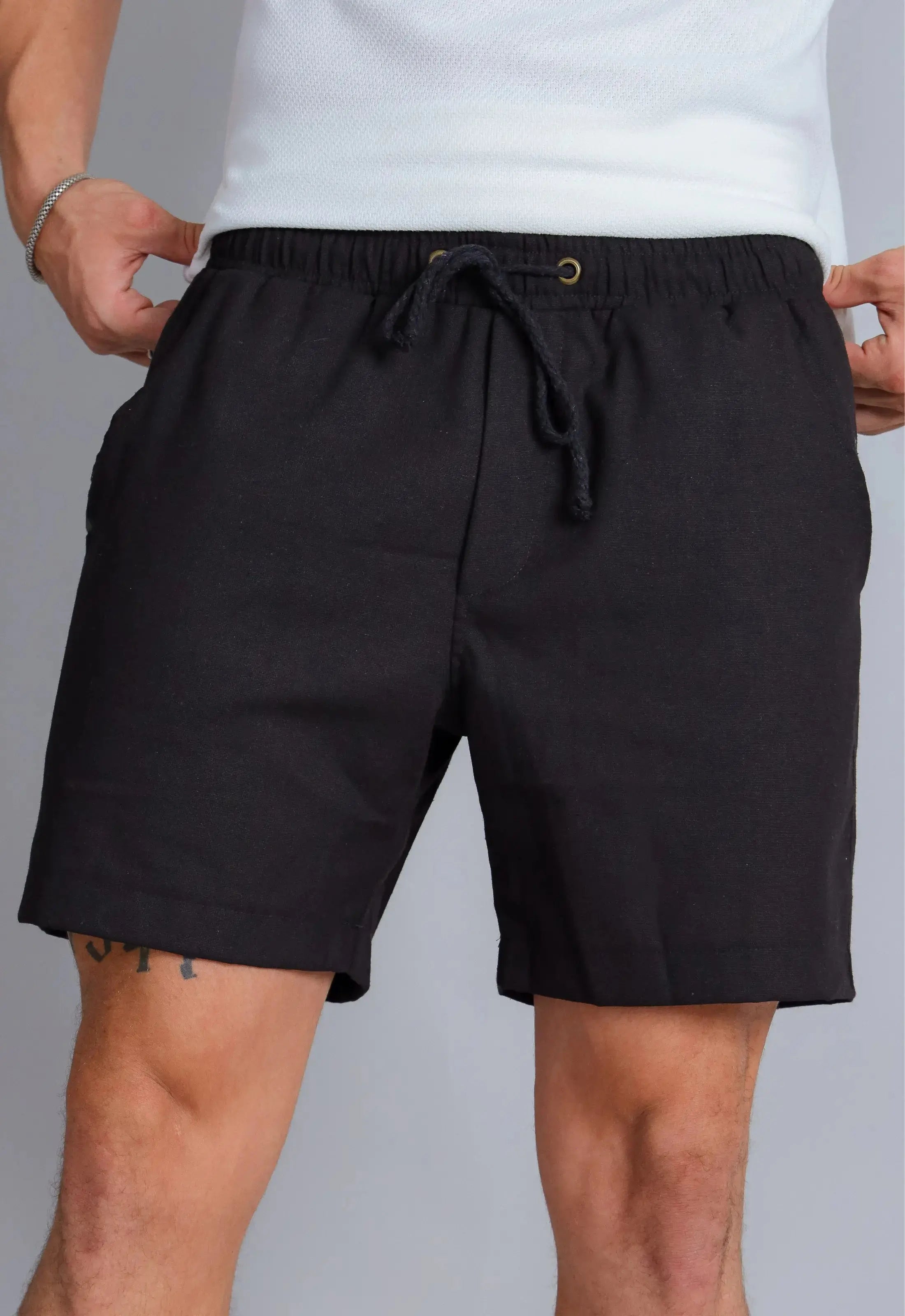 Shorts de Linho Masculino Preto CW STORE