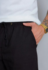 Shorts de Linho Masculino Preto CW STORE
