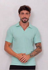 Camisa Polo Italiana Tricot Verde Claro CW STORE