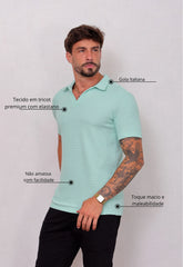 Camisa Polo Italiana Tricot Verde Claro CW STORE