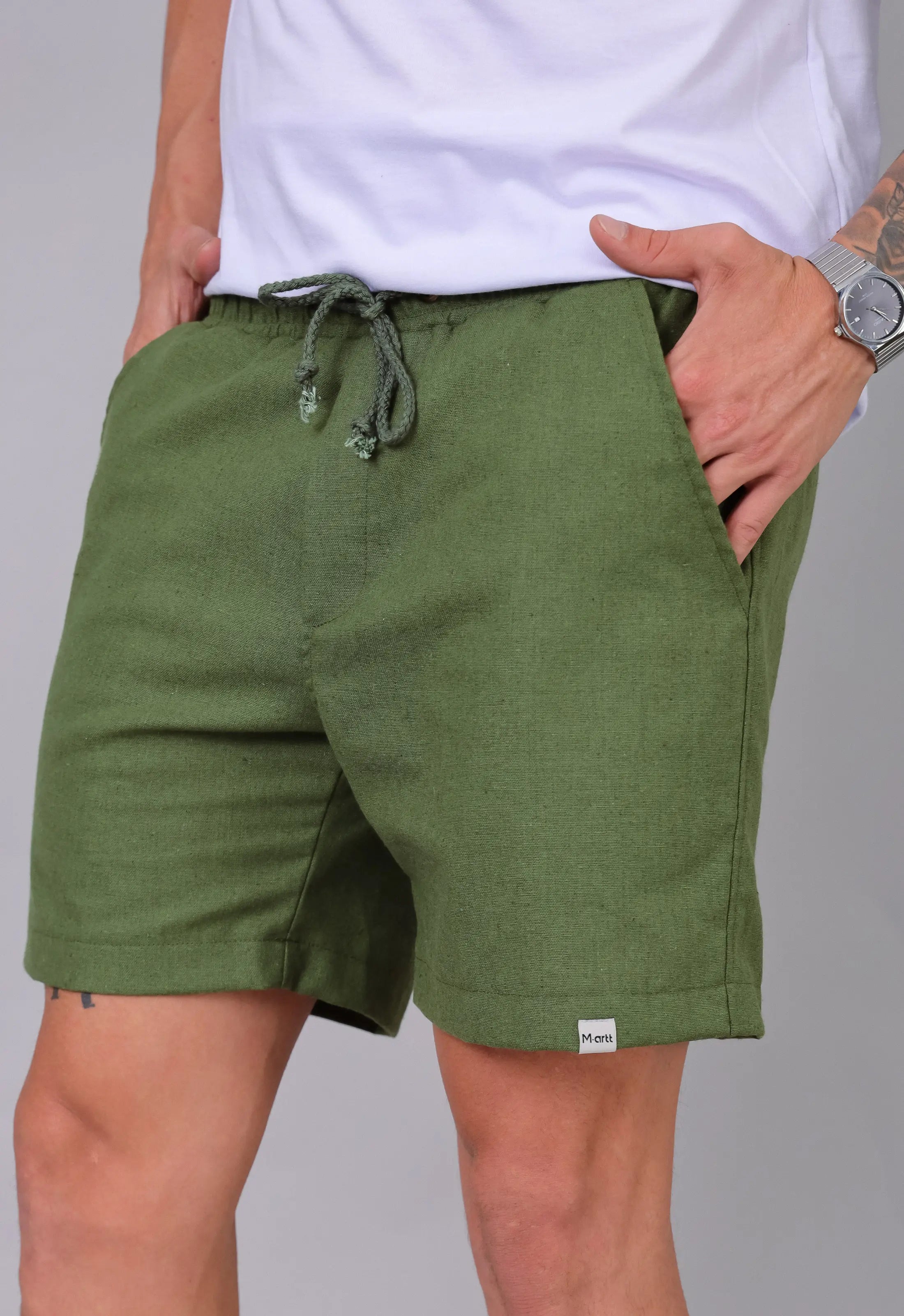 Shorts de Linho Masculino Verde CW STORE