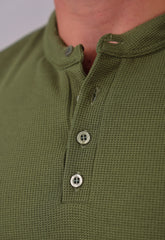 Camiseta Henley Slim Tricot com Elastano Verde CW STORE