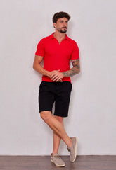 Camisa Polo Italiana Tricot Vermelha CW STORE
