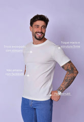 Camiseta Masculina Tricot Branca – tricô premium com elastano | CW Store