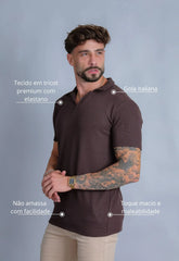 Camisa Polo Italiana Tricot Masculina Marrom Café – tricô premium com elastano | CW Store